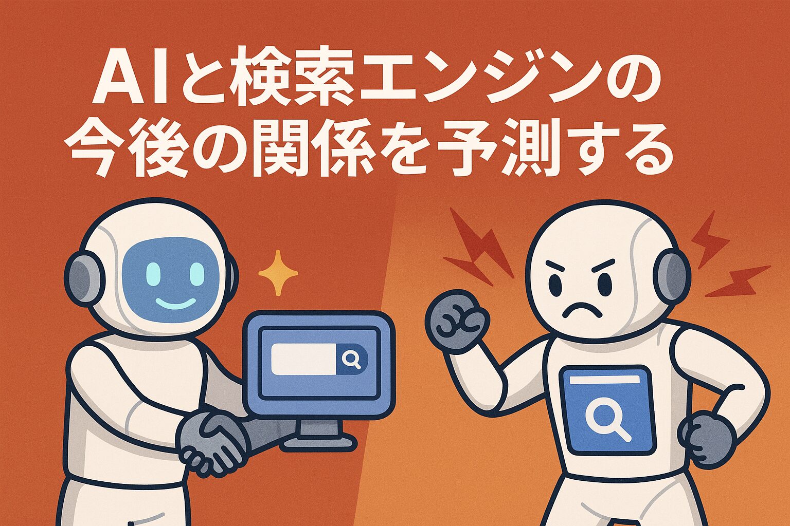 AIと検索エンジンの関係を協力と対立で表現したサムネイル